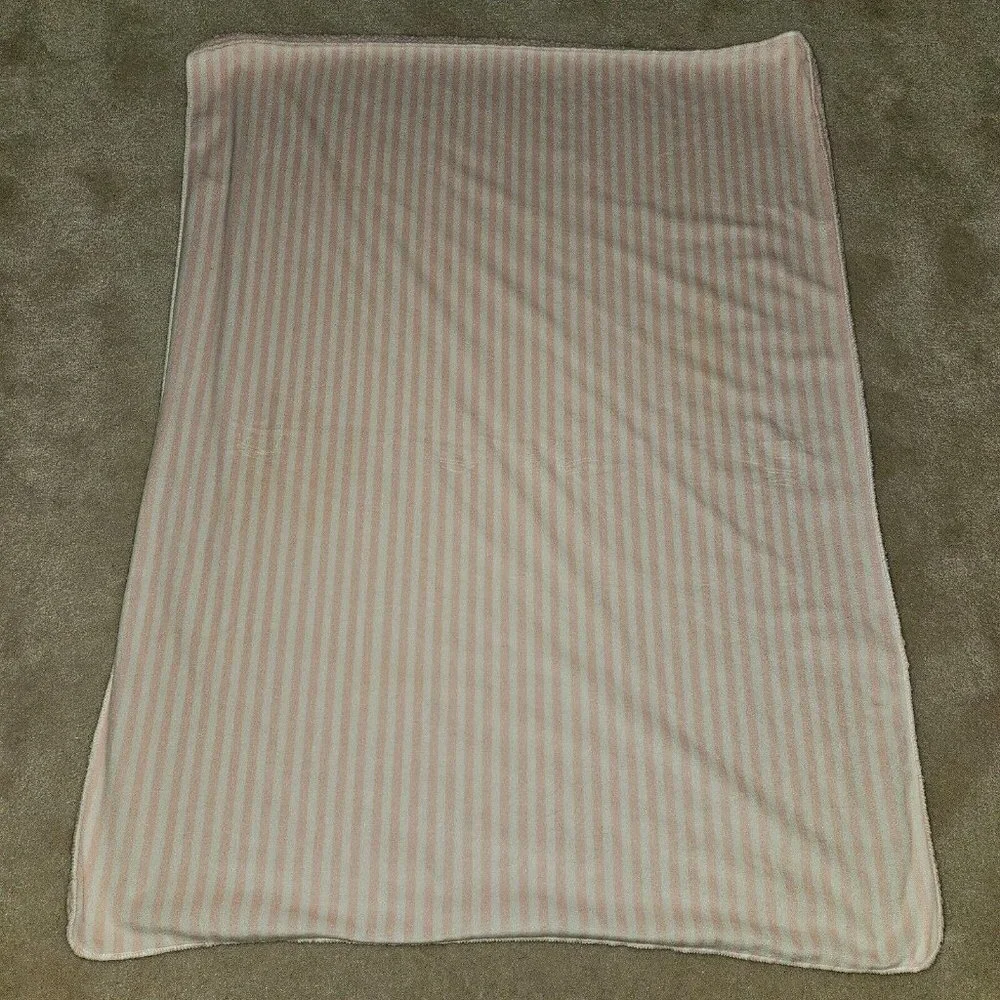 True Baby Pink White Striped Fleece Baby Blanket Lovey Girl SOFT 30x38